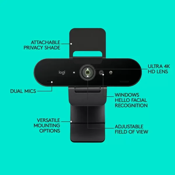 Logitech Brio 4K / Stream Ultra HD Video Calling, Optical Zoom Webcam  (Black) - Image 5