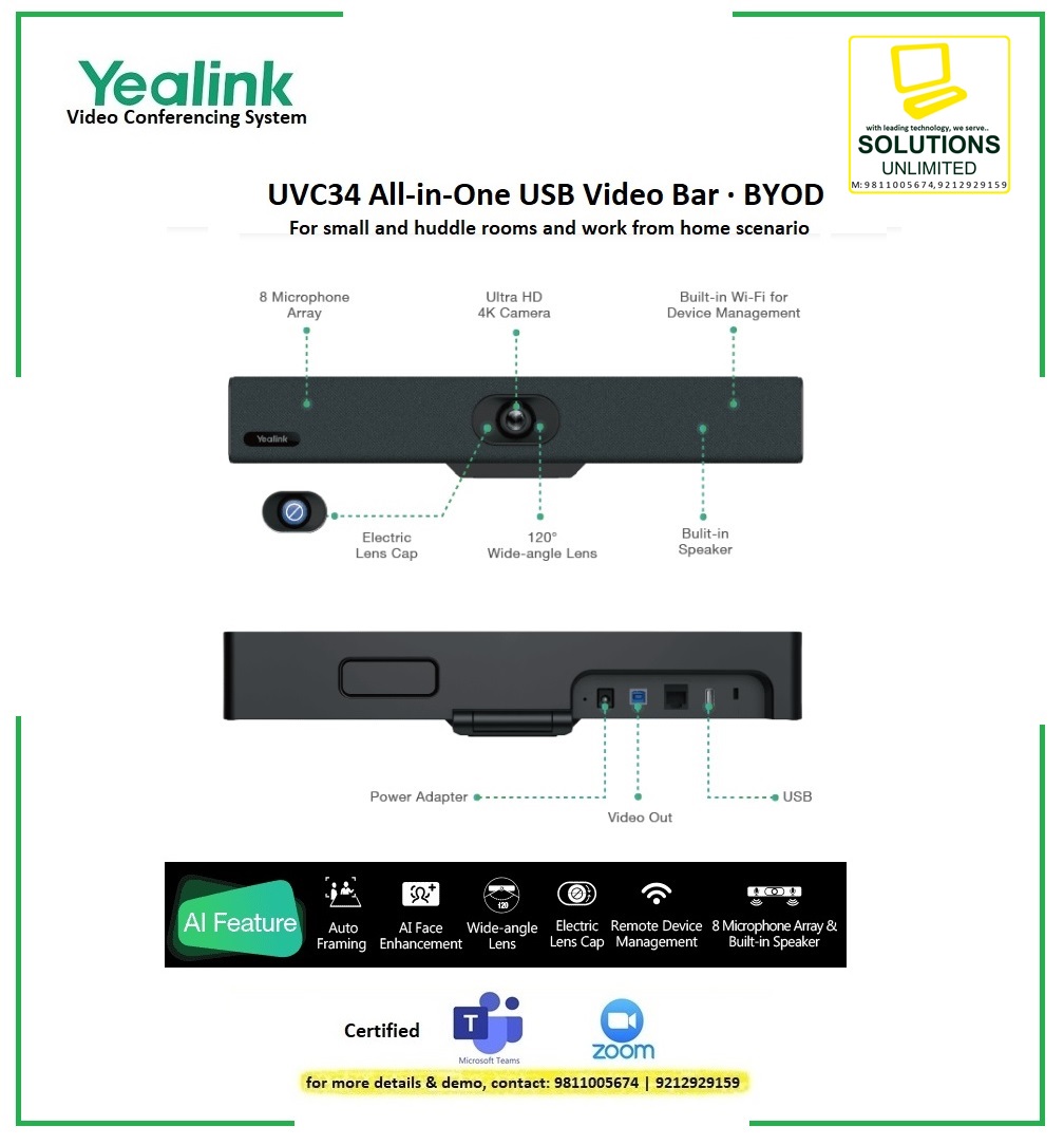 Yealink UVC34 All-In-One USB Video Bar - BYOD - Image 4