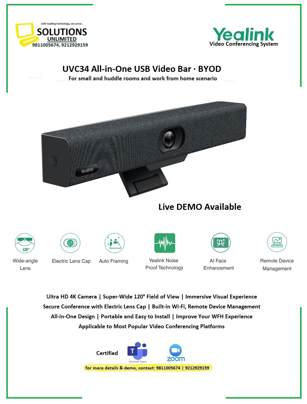 Yealink UVC34 All-In-One USB Video Bar - BYOD - Image 3